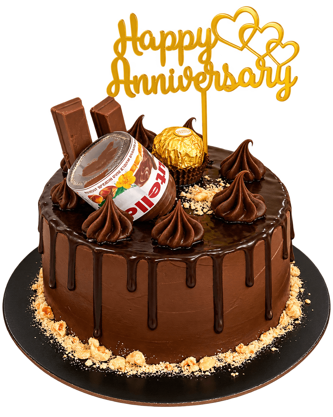 Tall Nutella and Kinder chocolate celebration cake